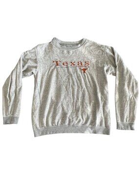Vintage Soft Texas Longhorns Gray Crewneck Sweatshirt Long Sleeve Embroidered Lo